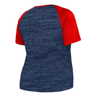 Shop New Era Navy Boston Red Sox Plus Size Space Dye Raglan V-neck T-shirt