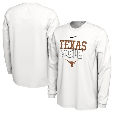 Shop Nike White Texas Longhorns 2023 On Court Bench Long Sleeve T-shirt