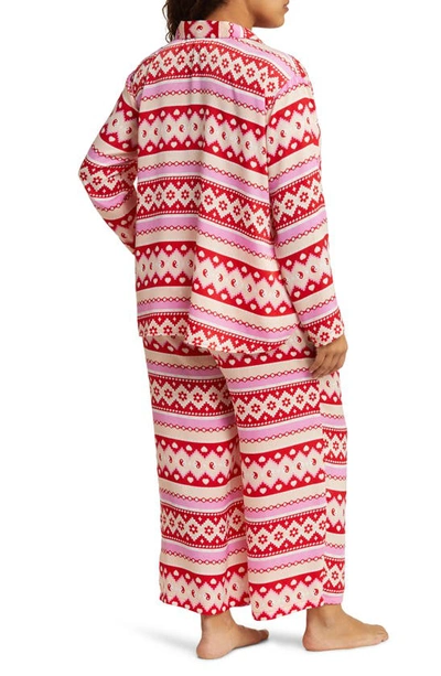Shop Bp. Satin Pajamas In Red Salsa Holiday Fairisle