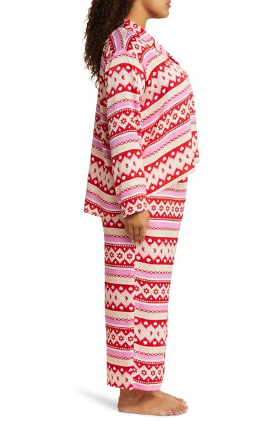 Shop Bp. Satin Pajamas In Red Salsa Holiday Fairisle