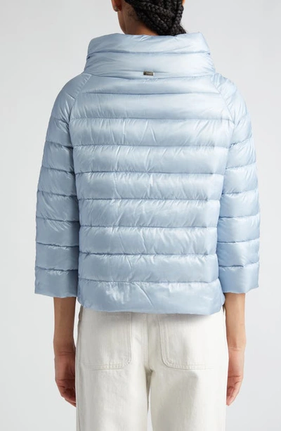 Shop Herno Sofia Down Crop Puffer Jacket In Light Blue