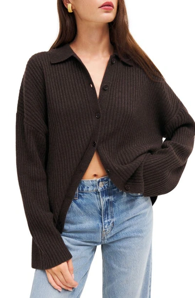 Shop Reformation Fantino Recycled Cashmere Blend Cardigan In Compost