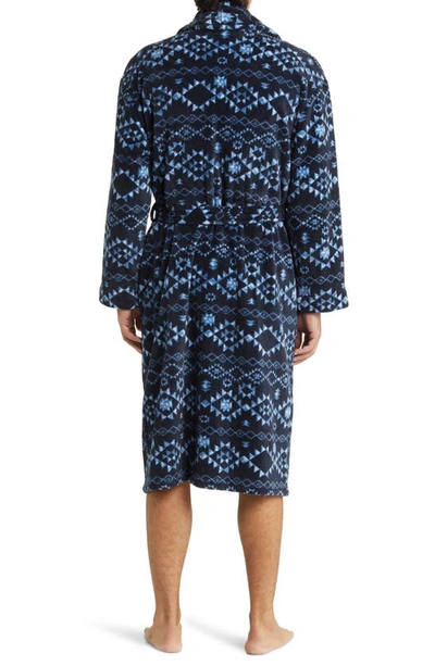 Shop Majestic Geo Pattern Shawl Collar Robe In Blue