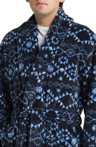 Shop Majestic Geo Pattern Shawl Collar Robe In Blue