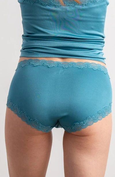 Shop Uwila Warrior Soft Silk Lace Trim Silk Briefs In Storm Blue