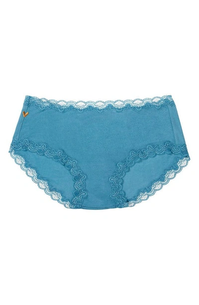 Shop Uwila Warrior Soft Silk Lace Trim Silk Briefs In Storm Blue