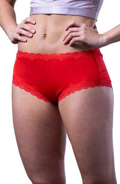 Shop Uwila Warrior Soft Silk Lace Trim Silk Briefs In Fiery Red