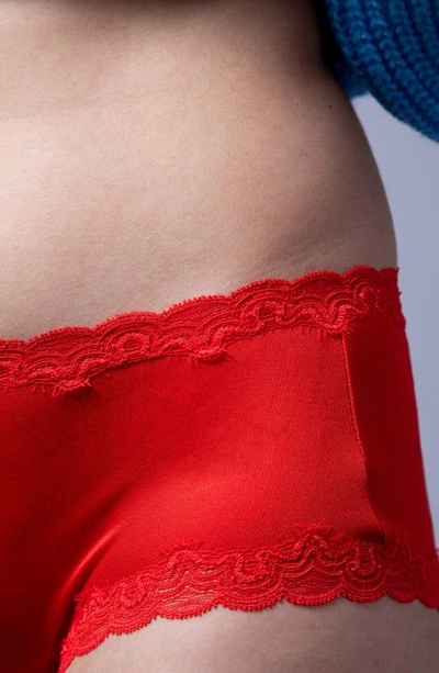 Shop Uwila Warrior Soft Silk Lace Trim Silk Briefs In Fiery Red