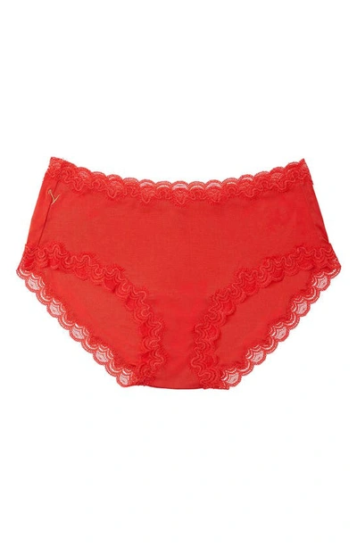 Shop Uwila Warrior Soft Silk Lace Trim Silk Briefs In Fiery Red