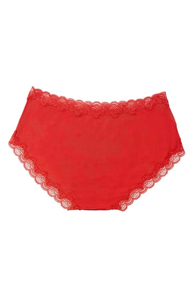 Uwila Warrior Soft Silks Lace-trim Bikini Briefs In Fiery Red