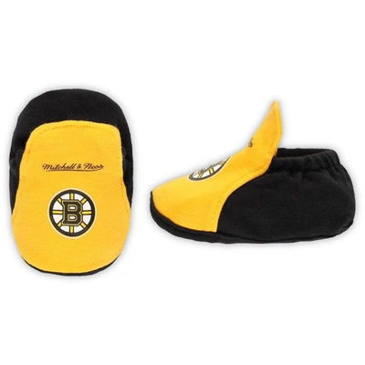 Shop Mitchell & Ness Infant  Gold/black Boston Bruins Big Score 3-pack Bodysuit, Bib And Bootie Set