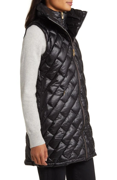 Shop Via Spiga Quilted Puffer Vest With Bib In Black