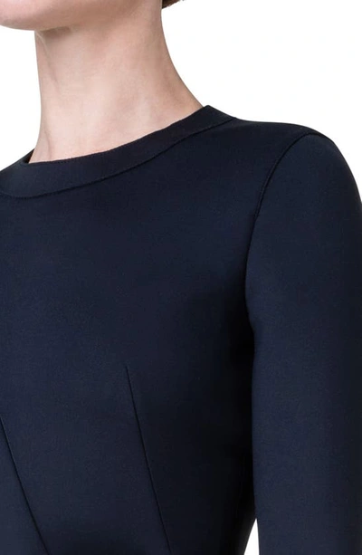 Shop Akris Slit Detail Long Sleeve Techno Neoprene Dress In 009 Black