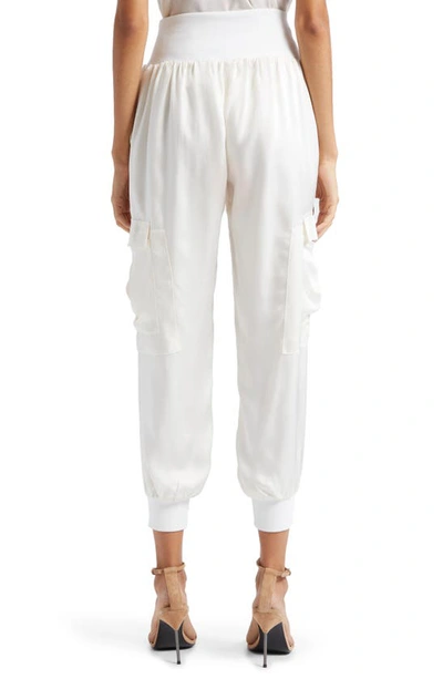 Shop Cinq À Sept Giles Cupro Crop Cargo Joggers In Ivory