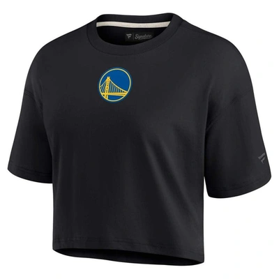 Shop Fanatics Signature Black Golden State Warriors Elements Super Soft Boxy Cropped T-shirt
