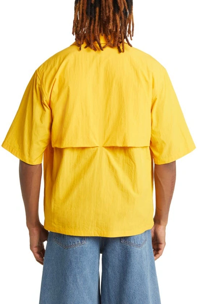 Shop Checks Short Sleeve Nylon Snap-up Fishing Shirt In Marigold