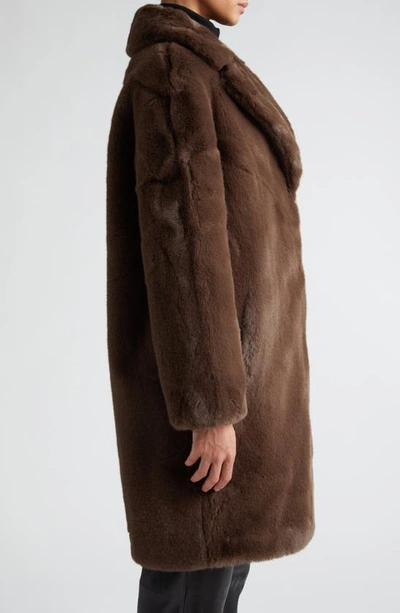 Shop Stand Studio Camille Long Faux Fur Cocoon Coat In Ebony Brown