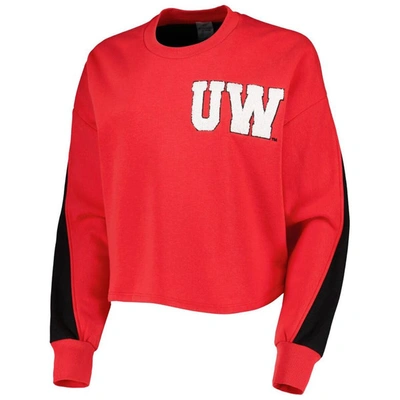 Shop Gameday Couture Red Wisconsin Badgers Back To Reality Colorblock Pullover Sweatshirt