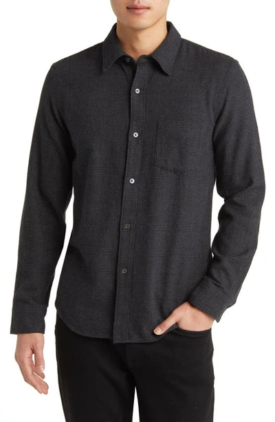 Shop Buck Mason Pacific Cotton Flannel Shirt In Heather Charcoal Glen Plaid