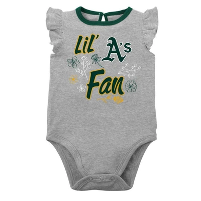 Shop Outerstuff Infant Green/heather Gray Oakland Athletics Little Fan Two-pack Bodysuit Set