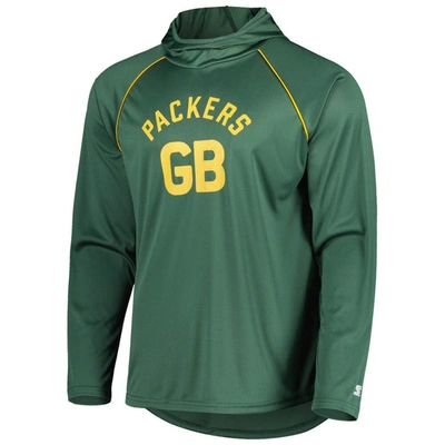 Shop Starter Green Green Bay Packers Vintage Logo Raglan Hoodie T-shirt