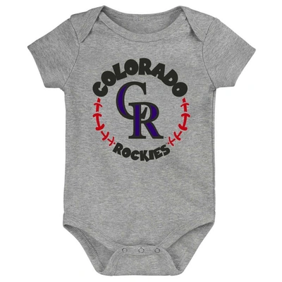 Shop Outerstuff Newborn & Infant Purple/white/heather Gray Colorado Rockies Biggest Little Fan 3-pack Bodysuit Set