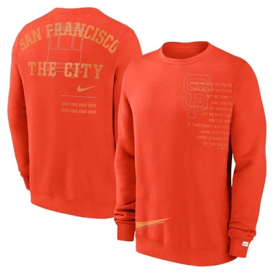Shop Nike Orange San Francisco Giants Statement Ball Game Fleece Pullover Sweatshirt