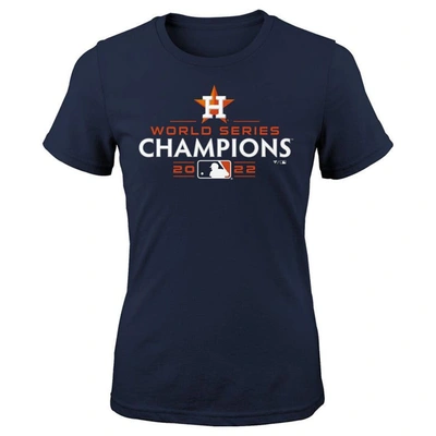 Shop Fanatics Girls Youth  Branded Navy Houston Astros 2022 World Series Champions Logo T-shirt