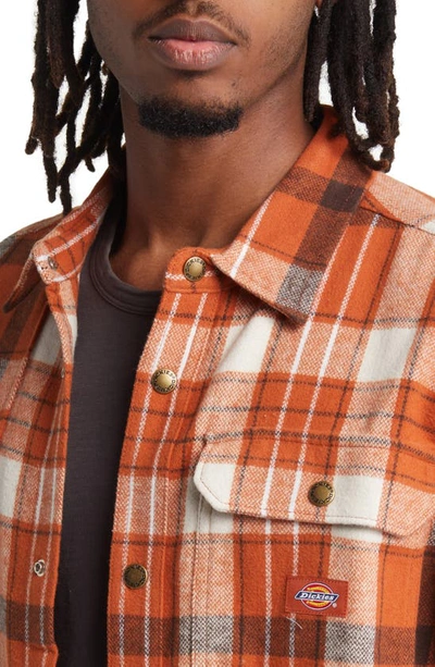 Shop Dickies Nimmons Plaid Flannel Snap-up Shirt In Nimmons Check Bombay Brown