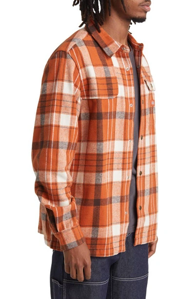 Shop Dickies Nimmons Plaid Flannel Snap-up Shirt In Nimmons Check Bombay Brown