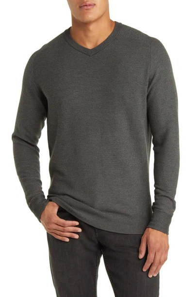 Shop Peter Millar Dover High V-neck Wool Sweater In Loden