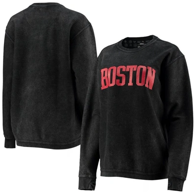 Pressbox Black Boston University Comfy Cord Vintage Wash Basic Arch Pullover Sweatshirt In Black