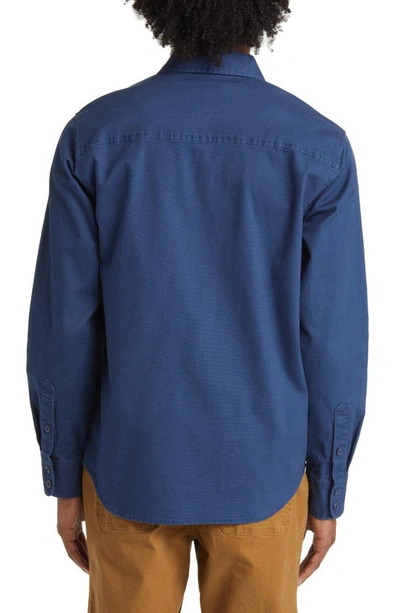 Shop Topo Designs Dirt Shirt Solid Stretch Organic Cotton Button-up Shirt In Dark Denim