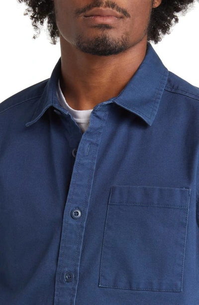 Shop Topo Designs Dirt Shirt Solid Stretch Organic Cotton Button-up Shirt In Dark Denim