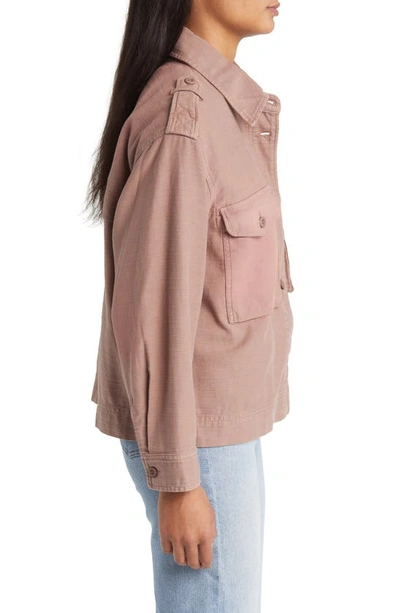 Shop Lucky Brand Twill Utility Jacket In Mauve