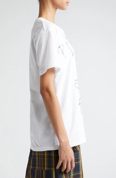Shop Collina Strada Oversize Crystal Embellished Organic Cotton T-shirt In White