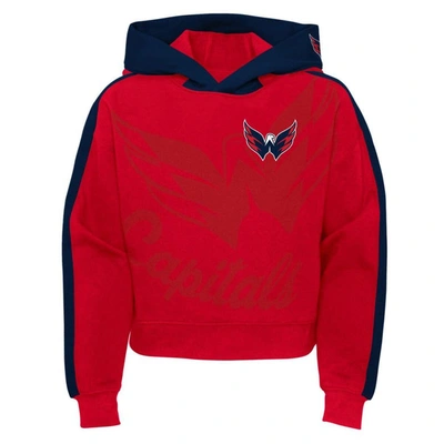 Outerstuff Girls Youth Red Washington Capitals Record Setter Pullover Hoodie In Red