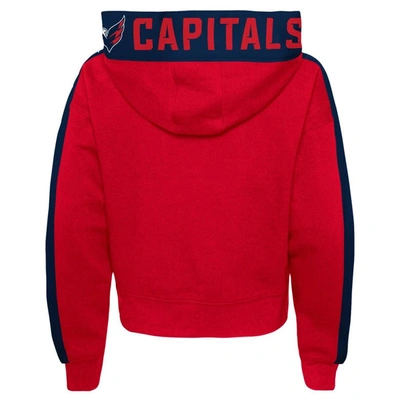 Outerstuff Girls Youth Red Washington Capitals Record Setter Pullover Hoodie In Red