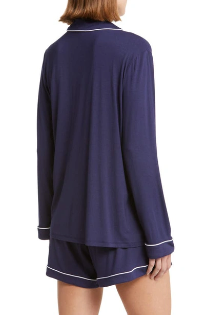 Nordstrom Moonlight Eco Long Sleeve Stretch Modal Short Pajamas In Navy Peacoat