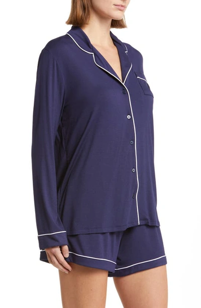 Nordstrom Moonlight Eco Long Sleeve Stretch Modal Short Pajamas In Navy Peacoat