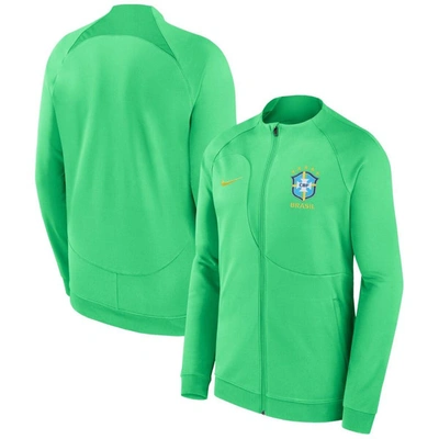 Shop Nike Green Brazil National Team 2022 Academy Pro Anthem Performance Raglan Full-zip Jacket