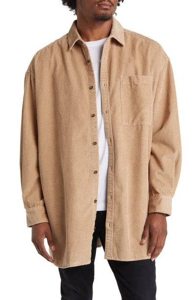 Shop Topman Oversize Corduroy Button-up Shirt In Ivory