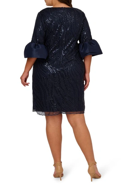 Shop Adrianna Papell Emboidered Sequin Sheath Cocktail Dress In Midnight