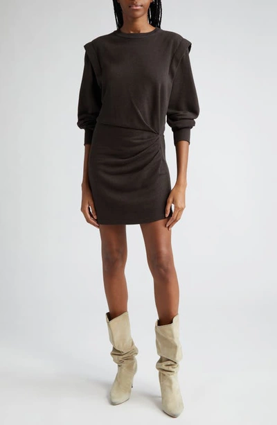 Shop Isabel Marant Étoile Michaela Ruched Long Sleeve Sweater Dress In Faded Black