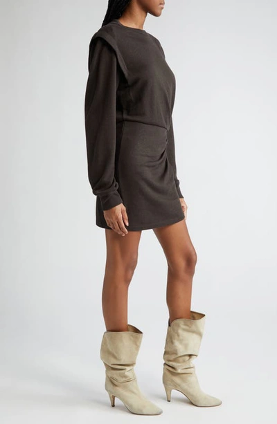Shop Isabel Marant Étoile Michaela Ruched Long Sleeve Sweater Dress In Faded Black