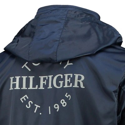 Shop Tommy Hilfiger Navy/gray Chicago Bears Anorak Hoodie Quarter-zip Jacket