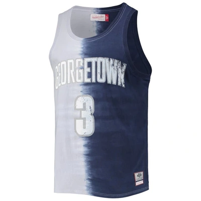 Mitchell & Ness Men's  Allen Iverson Gray, Navy Georgetown Hoyas Name And Number Tie-dye Tank Top In Gray