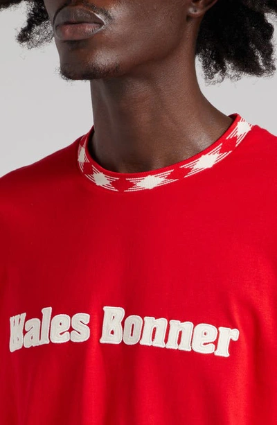 Shop Wales Bonner Original Logo Embroidered Organic Cotton T-shirt In Red