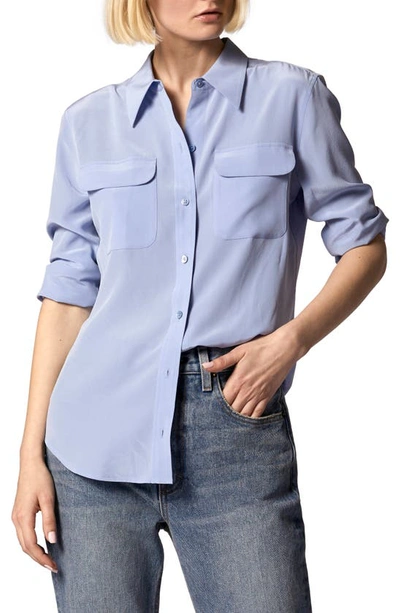 Shop Equipment Signature Slim Fit Silk Button-up Shirt In Forever Blue