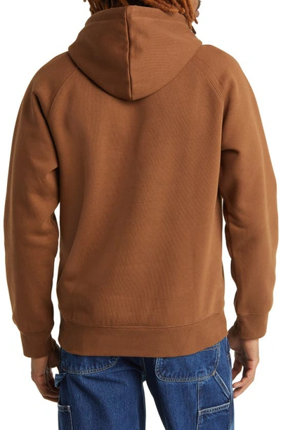 Carhartt Logo-embroidered Long-sleeved Hoodie In Tamarind / Gold